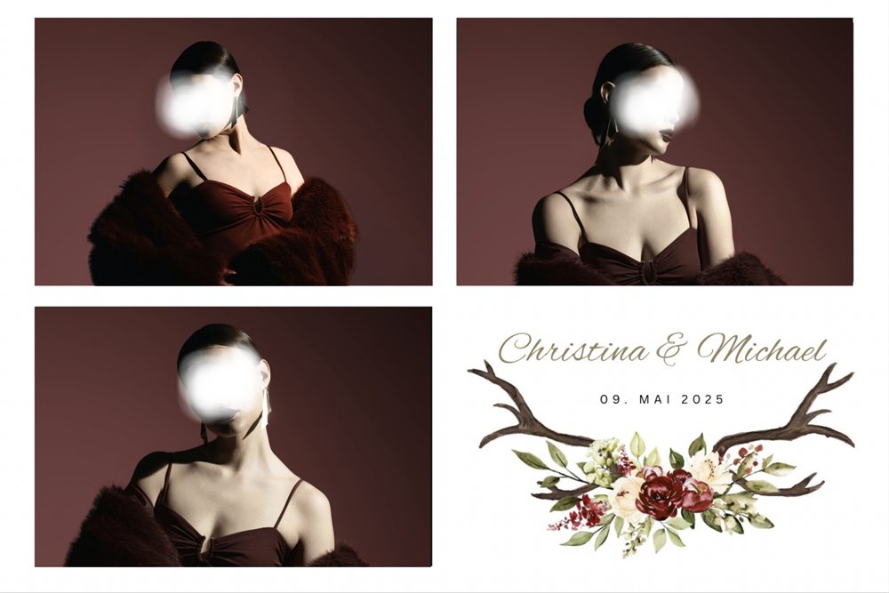 Drucklayout Hochzeit, warme Farben